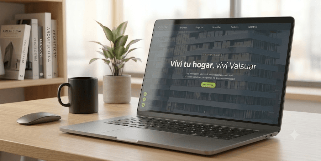 Sitio web de Valsuar en una notebook
